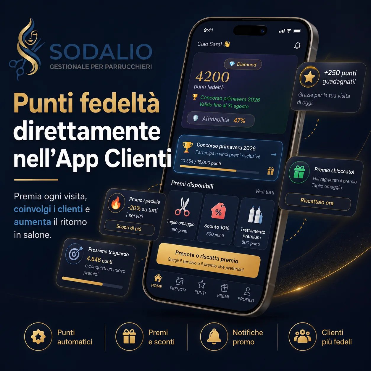 Punti fedeltà e premi nell'App Clienti di Sodalio